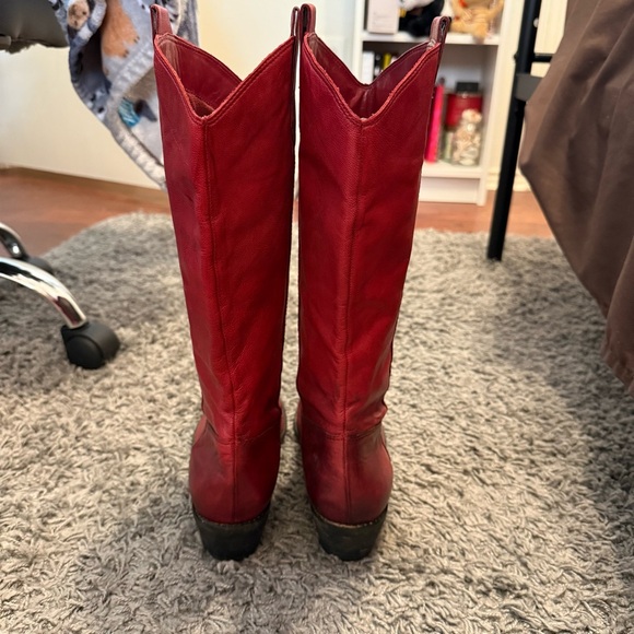 Franco Sarto Red Leather Women's Boots - Picture 2 of 5